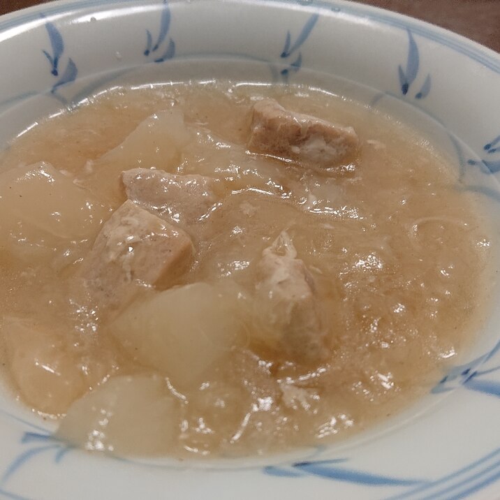 蕪と鶏ミンチの中華スープ煮